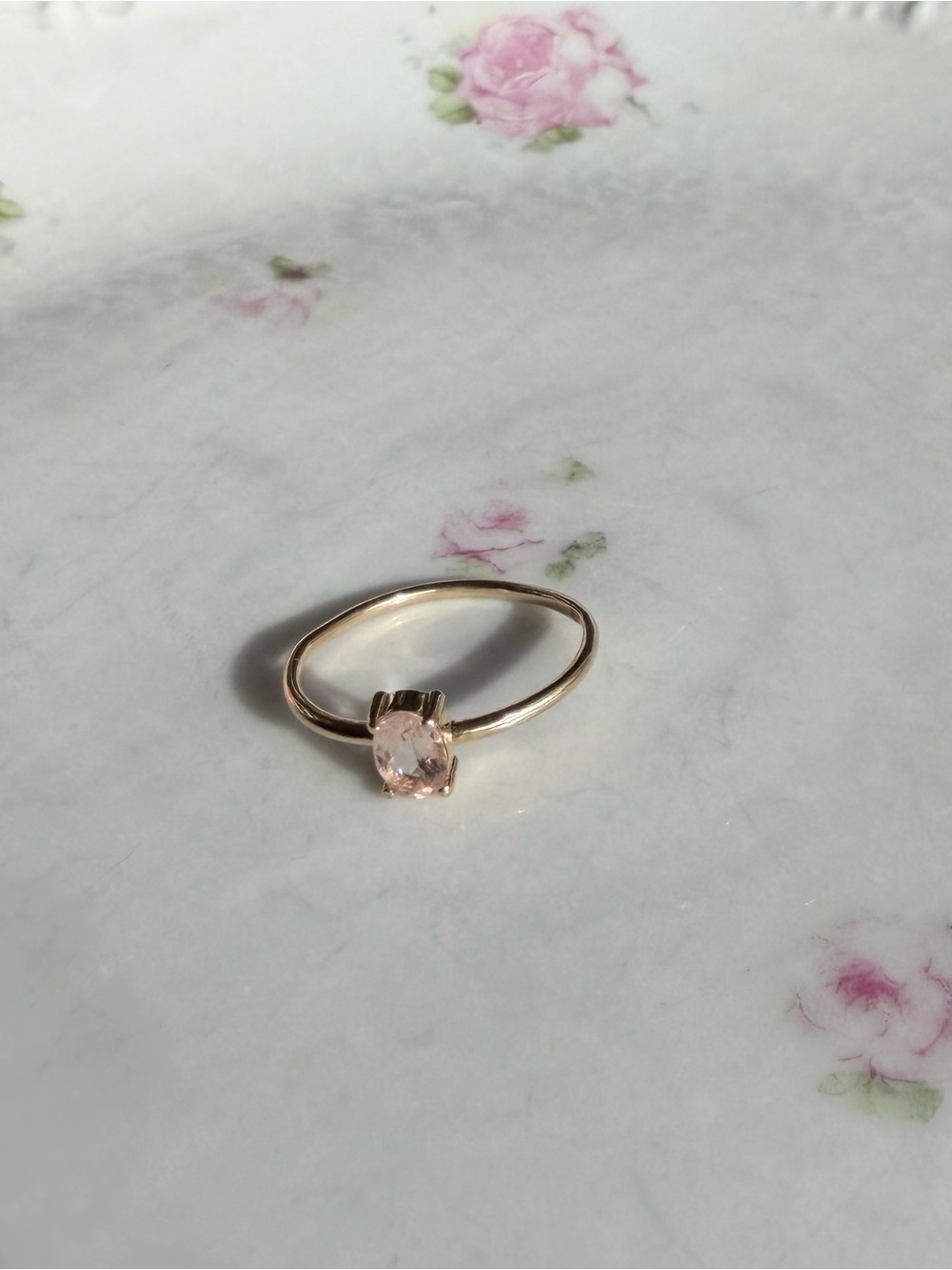 10k solid gold natural morganite ring SIZE 6 - Picture 5 of 10